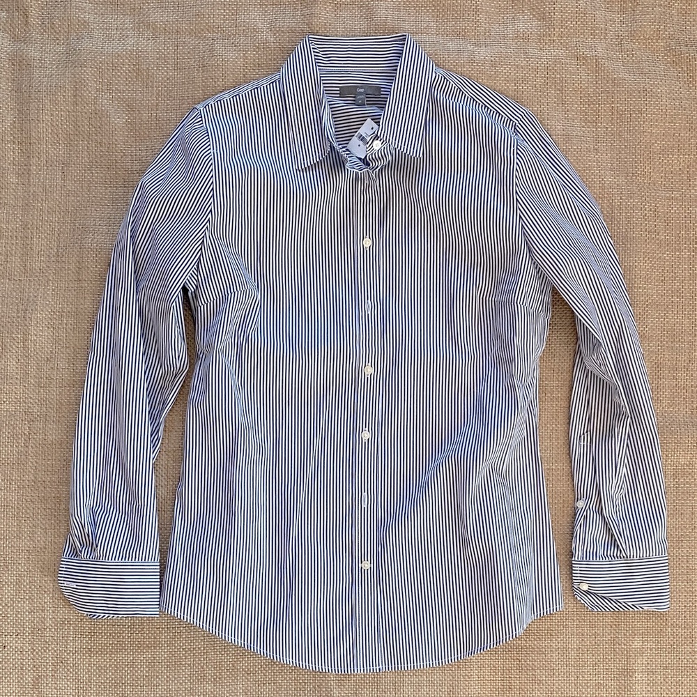 GAP Blue and White Striped button down Dress Shirt